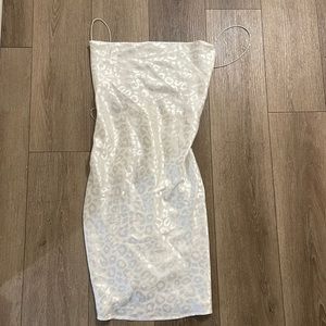 White silk leopard dress